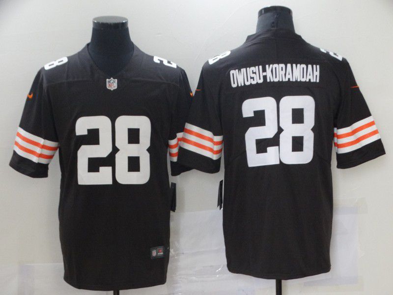Men Cleveland Browns 28 Owusu-koramoah brown 2021 Vapor Untouchable Limited Player Nike NFL Jersey